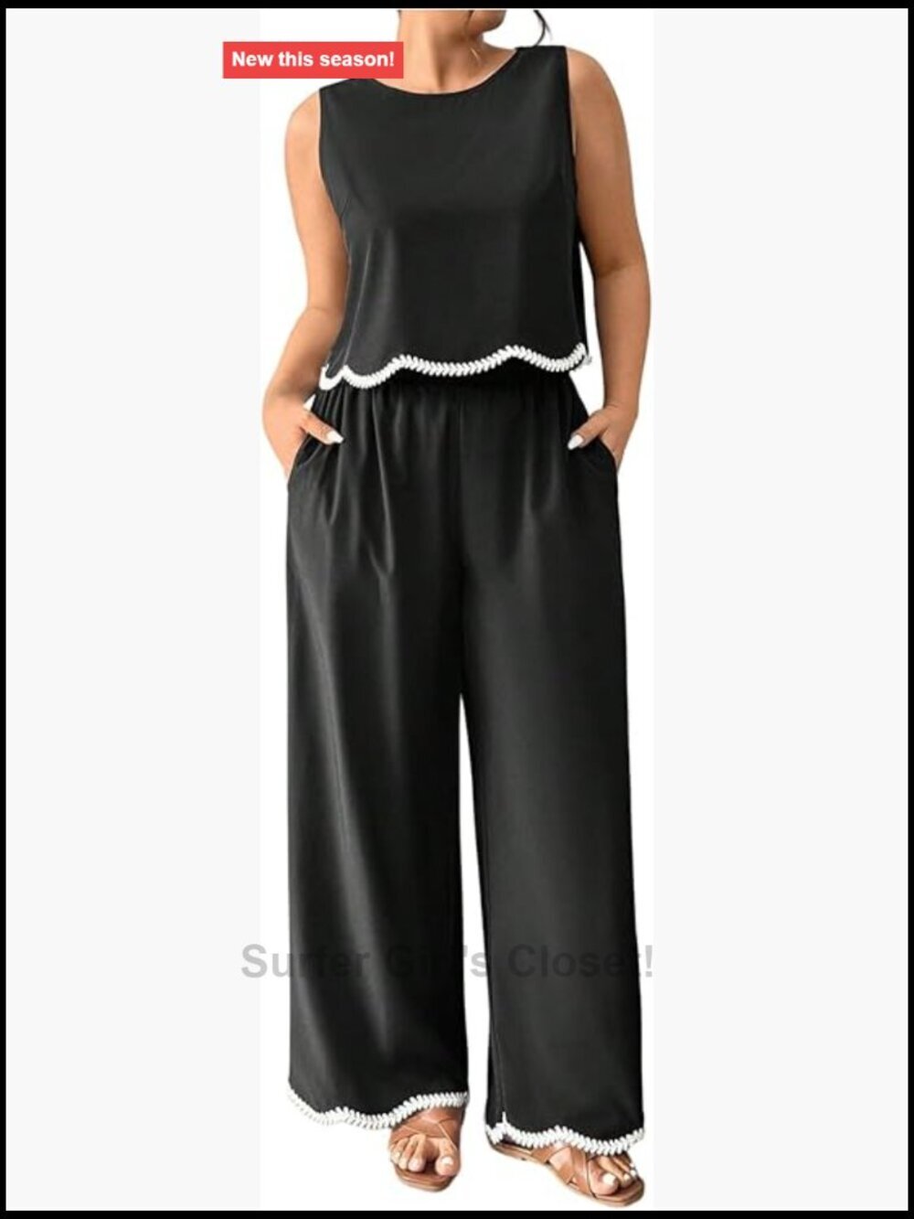 Plus Size 2 Piece Tank Top Wide Leg Pants Set Vacation Outfits
